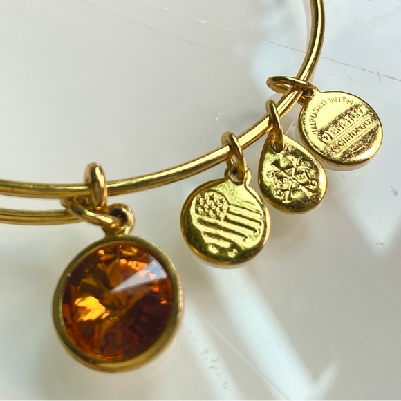 Alex and Ani Charm Bangle Bracelet November Topaz Birth Stone - Picture 4 of 6
